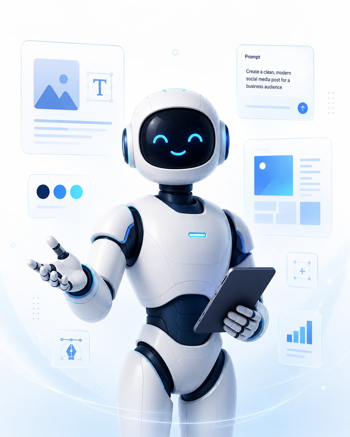 Friendly robot assistant for Omafix AI Design Guides