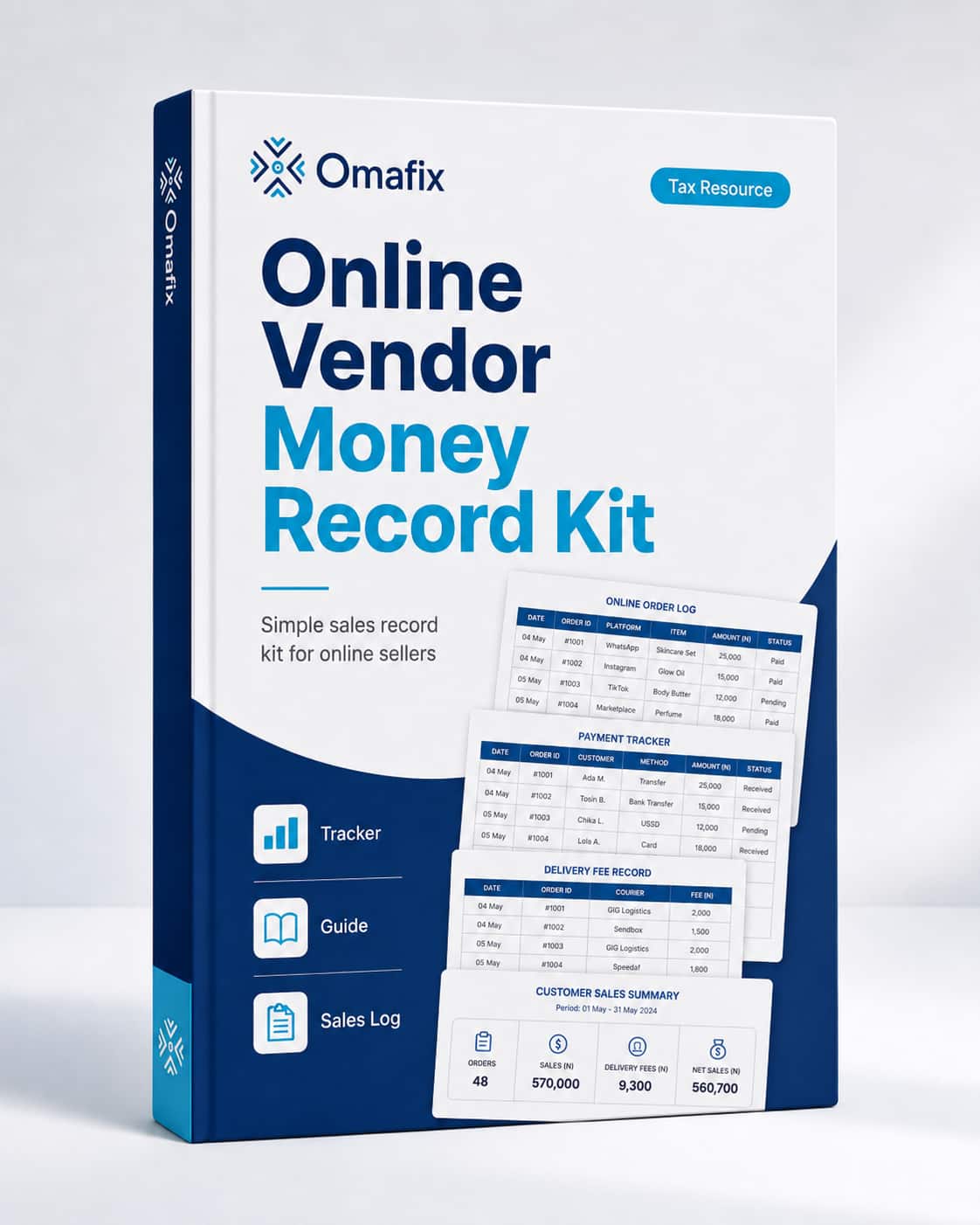 Online Vendor Money Record Kit guide mockup