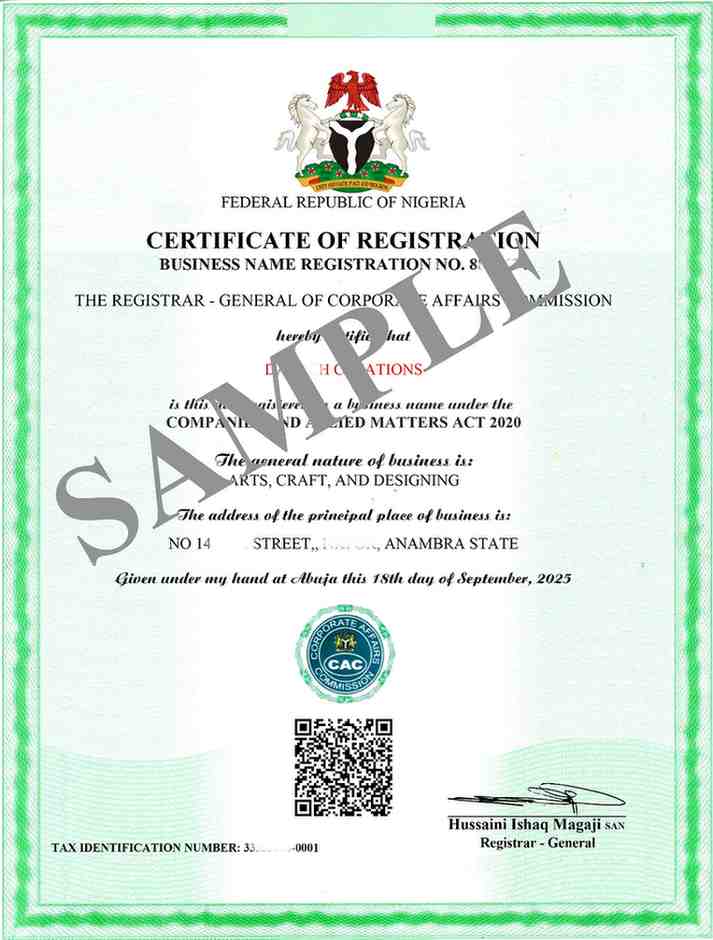 CAC Certificate of Registration